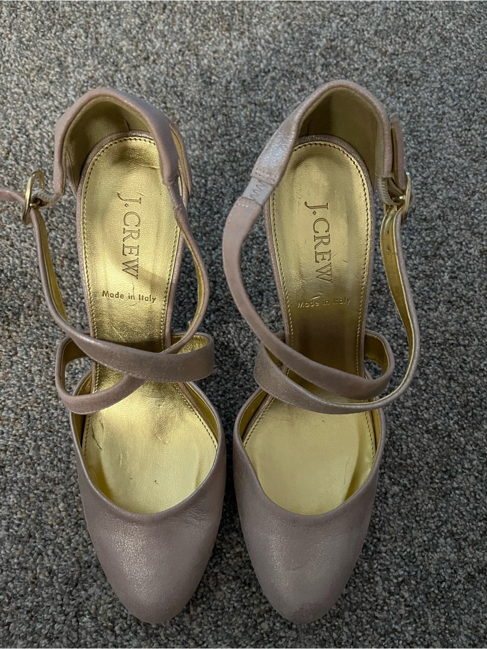 J. Crew Taupe Cross-Strap Pumps